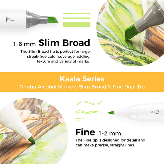 Ohuhu Kaala Dual Tips Alcohol Art Markers- 108 Colors USA