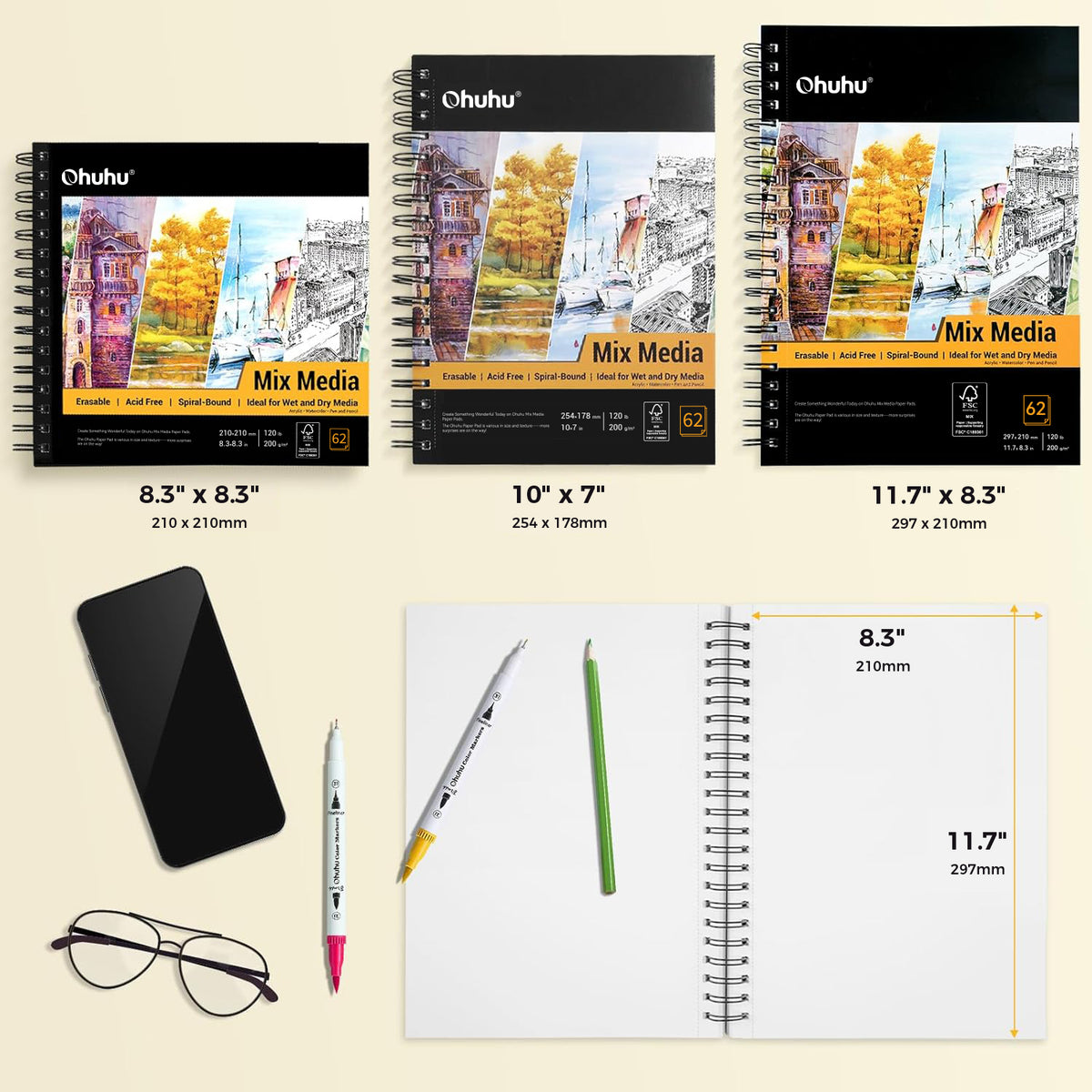 Ohuhu Spiral-Bound Mix Media Pad for Multiple Techniques Discount