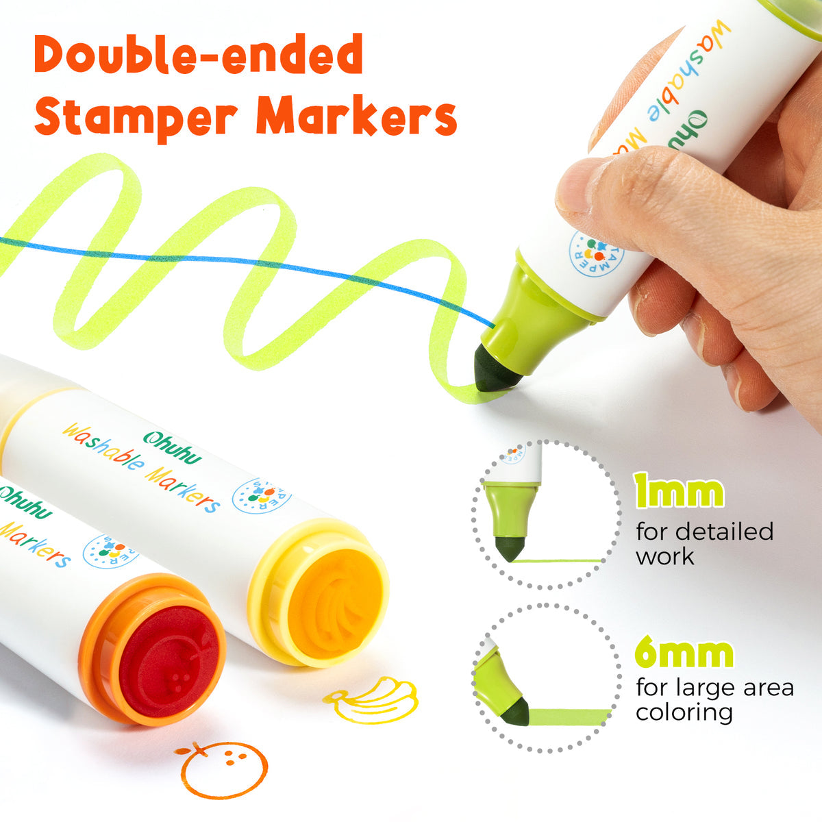 Ohuhu Washable Stamper Kids Dual Tips Water-based Markers USA
