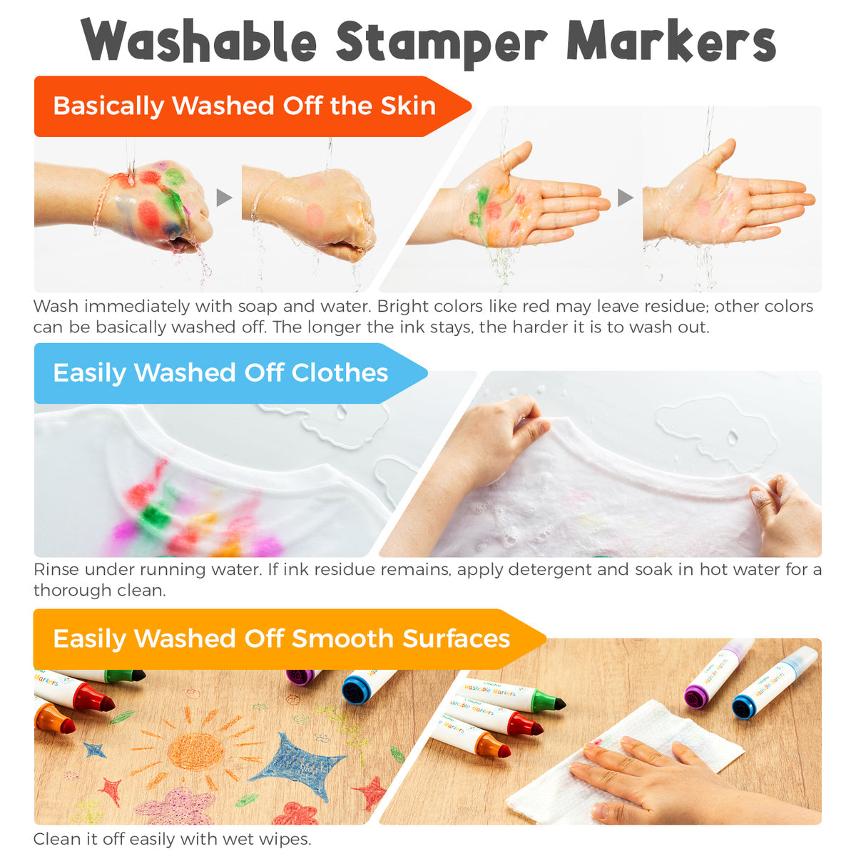 Ohuhu Washable Stamper Kids Dual Tips Water-based Markers USA
