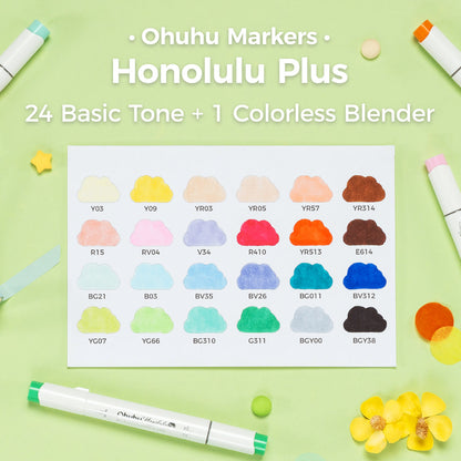 Ohuhu Honolulu Plus Series Supreme Rubber Brush Tip Markers USA