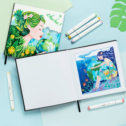Ohuhu Bleedproof Double-Sided Marker Pad with PU Cover On Sale