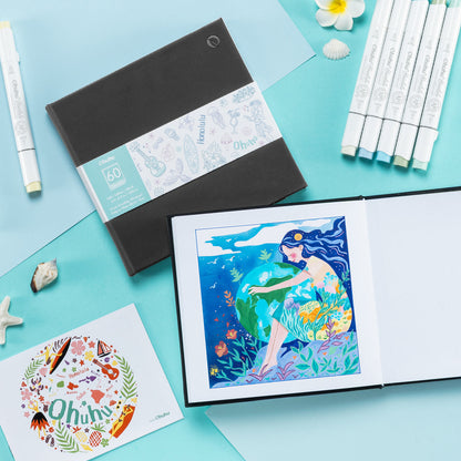 Ohuhu Bleedproof Double-Sided Marker Pad with PU Cover On Sale