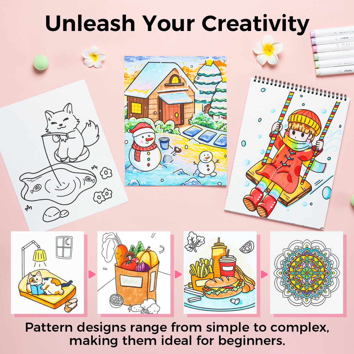 Ohuhu Double-Sided Bleedproof Coloring Book USA only