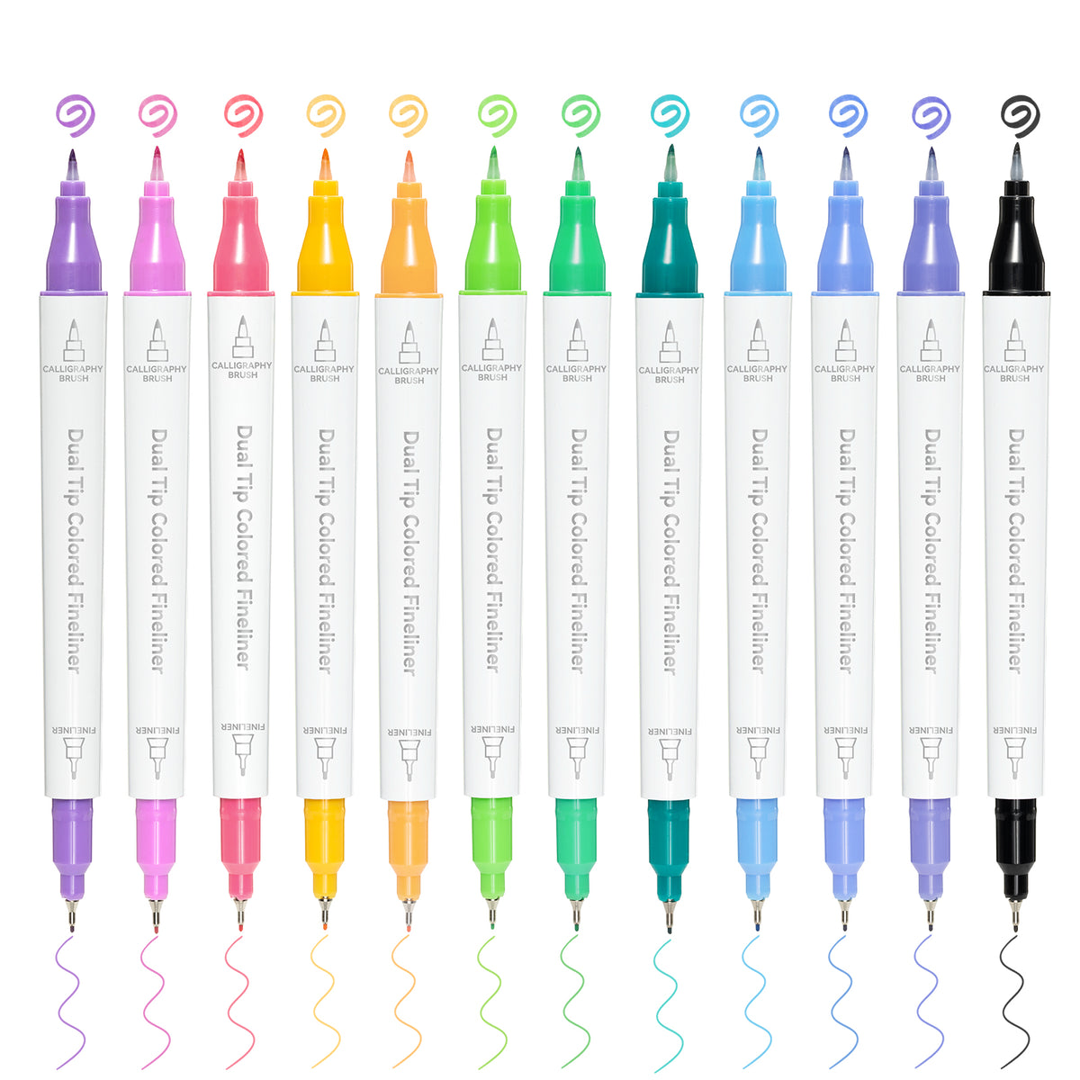 Ohuhu Colored Fineliner & Brush Pens, 12 Colors US stock