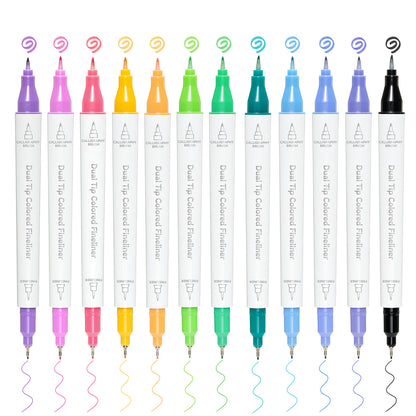 Ohuhu Colored Fineliner & Brush Pens, 12 Colors US stock