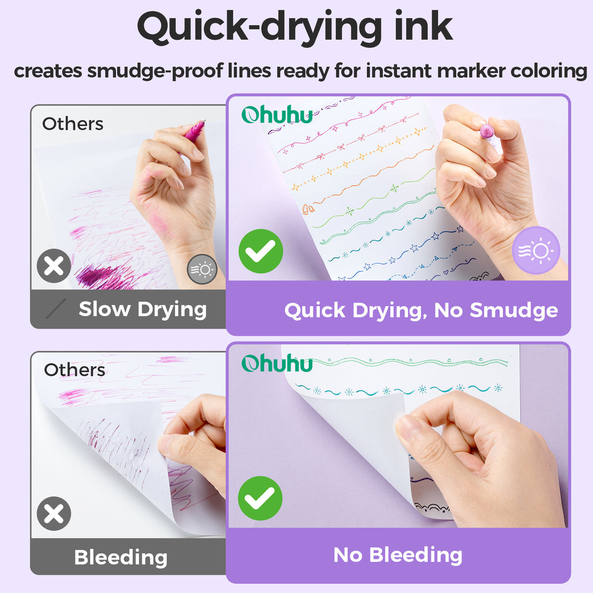 Ohuhu Colored Fineliner & Brush Pens, 12 Colors US stock