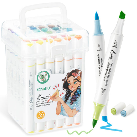 Ohuhu Kauai 36 Colors Dual Tips Low-odor Washable Alcohol Art Markers Discount