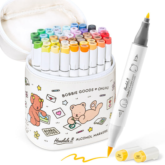 Ohuhu x Bobbie Goods Honolulu B 48 Colors Dual Tips Alcohol Art Markers, Brush & Fine USA