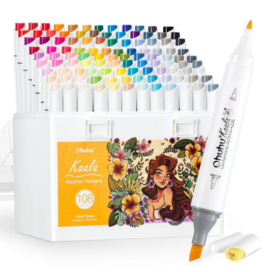 Ohuhu Kaala Dual Tips Alcohol Art Markers- 108 Colors USA