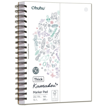 Ohuhu Heavyweight Bleedproof Double-Sided Marker Pad, Spiral-Bound - Kamakou On Sale