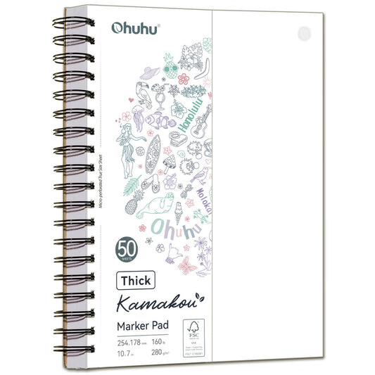 Ohuhu Heavyweight Bleedproof Double-Sided Marker Pad, Spiral-Bound - Kamakou On Sale