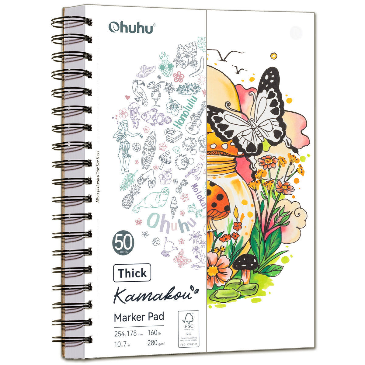 Ohuhu Heavyweight Bleedproof Double-Sided Marker Pad, Spiral-Bound - Kamakou On Sale