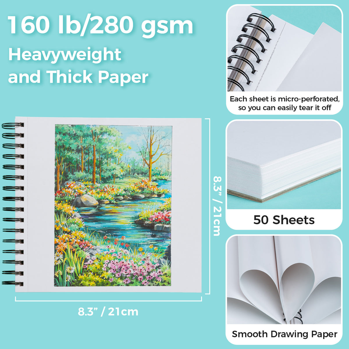 Ohuhu Heavyweight Bleedproof Double-Sided Marker Pad, Spiral-Bound - Kamakou On Sale
