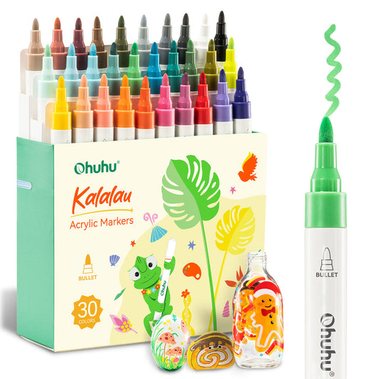 Ohuhu Cotton-Core Acrylic Markers 30 Colors - Kalalau Clearance