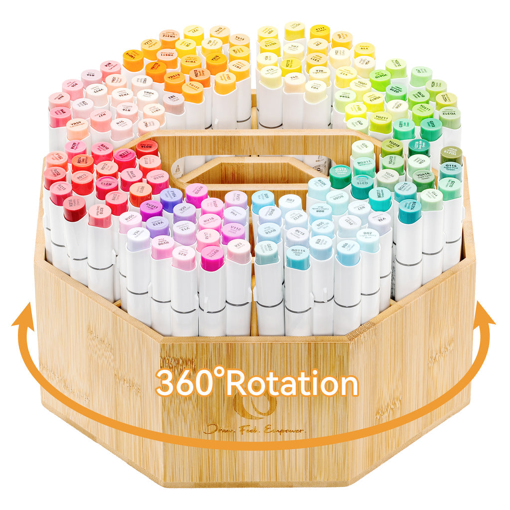 Ohuhu 360° Bamboo Rotating Marker Organizer USA only