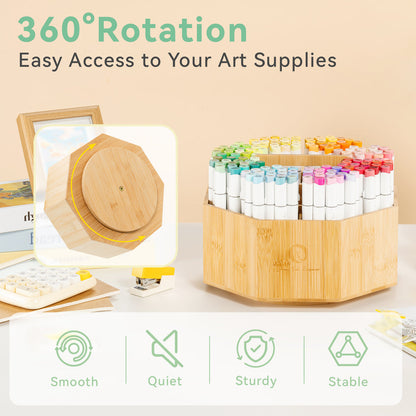 Ohuhu 360° Bamboo Rotating Marker Organizer USA only