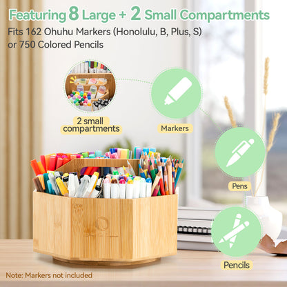 Ohuhu 360° Bamboo Rotating Marker Organizer USA only