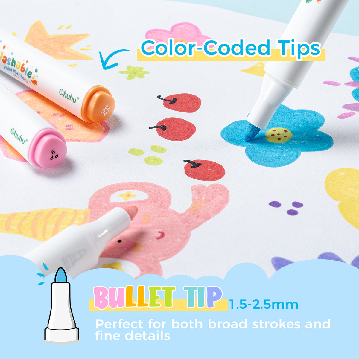 Ohuhu Washable Acrylic Paint Markers for Kids Bullet Tip On Sale