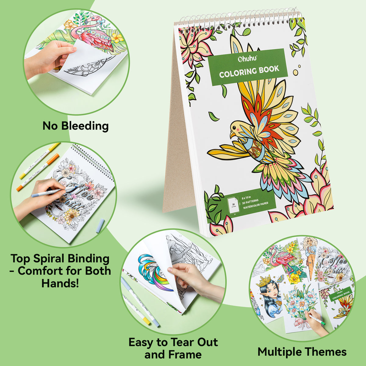 Ohuhu Pupe B 40 Paper-friendly (No Peeling)  Markers＆ Coloring Book Set Clearance