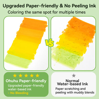 Ohuhu Pupe B 40 Paper-friendly (No Peeling)  Markers＆ Coloring Book Set Clearance