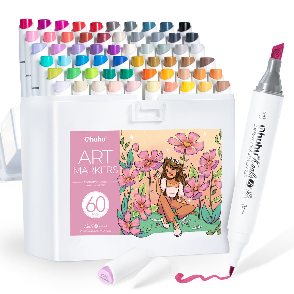 Ohuhu Kaala B Dual Tips Alcohol Art Markers, Slim Broad & Mini Brush cheap