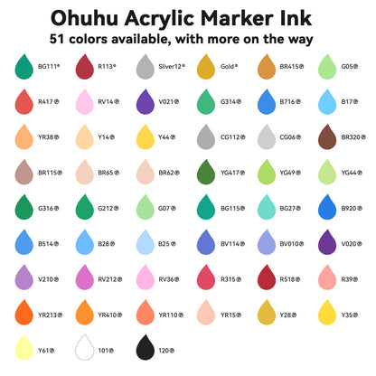 Ohuhu Acrylic Marker Ink Refill for Mauna Kea & Hanauma Series On Sale