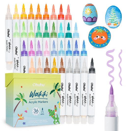 Ohuhu Top Pump Acrylic Paint Markers Brush Tip 36 Colors Paint Pens-Waikiki On Sale