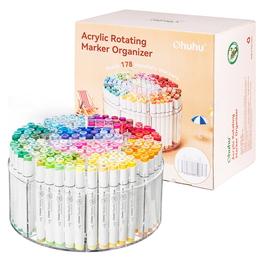 Ohuhu 360° Rotating Clear Acrylic Marker Organizer USA