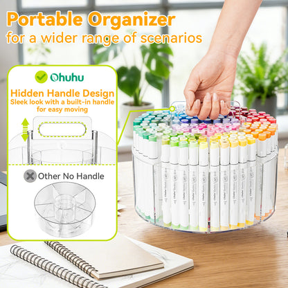 Ohuhu 360° Rotating Clear Acrylic Marker Organizer USA
