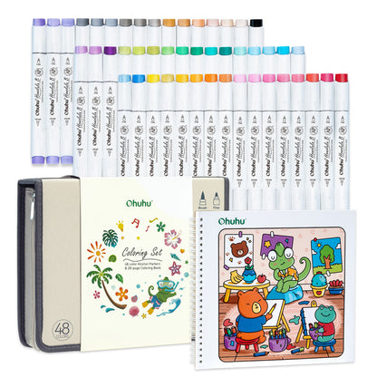 Ohuhu Honolulu B 48 Colors Alcohol Markers with Coloring Book Discount