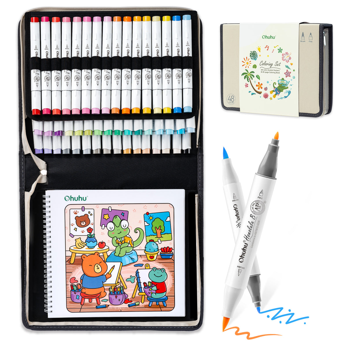 Ohuhu Honolulu B 48 Colors Alcohol Markers with Coloring Book Discount