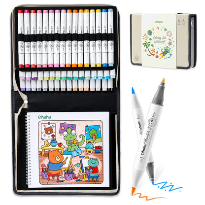 Ohuhu Honolulu B 48 Colors Alcohol Markers with Coloring Book Discount