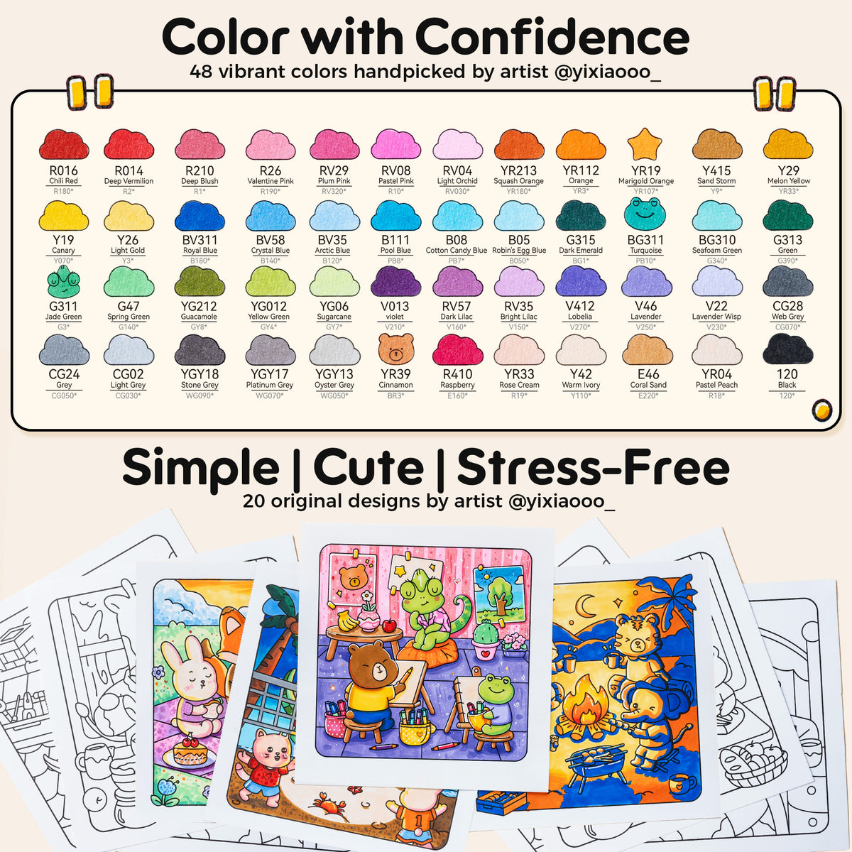 Ohuhu Honolulu B 48 Colors Alcohol Markers with Coloring Book Discount