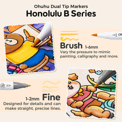 Ohuhu Honolulu B 48 Colors Alcohol Markers with Coloring Book Discount