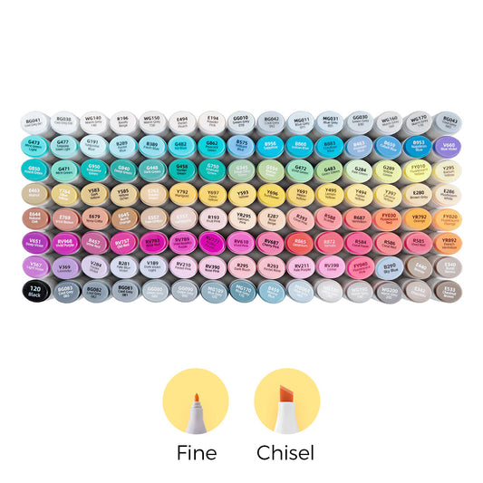 Ohuhu Oahu 120 Colors Dual Tips Alcohol Art Markers, Fine & Chisel US stock