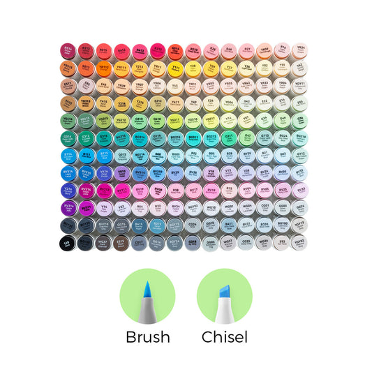 Ohuhu Honolulu 168 Colors Dual Tips Alcohol Art Markers (New Color Codes) USA only