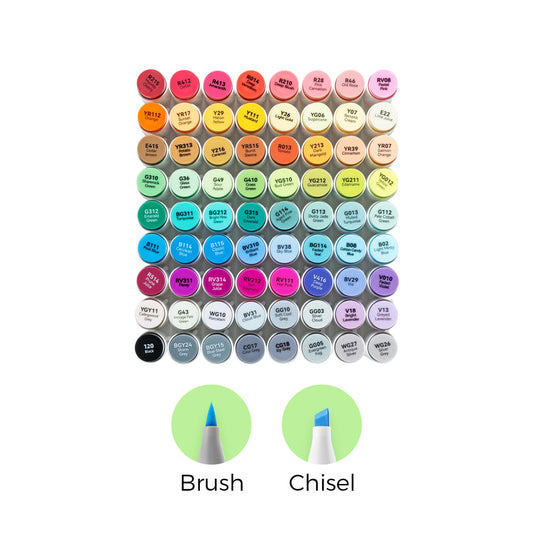 Ohuhu Honolulu 72 Colors Dual Tips Alcohol Art Markers (New Color Codes) USA
