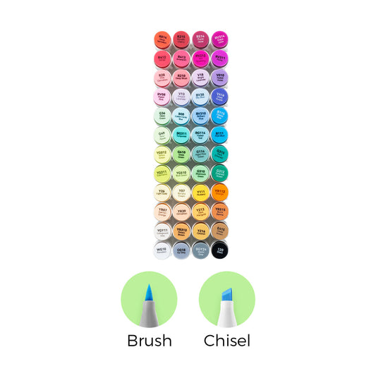 Ohuhu Honolulu 48 Colors Dual Tips Alcohol Art Markers (New Color Codes) USA
