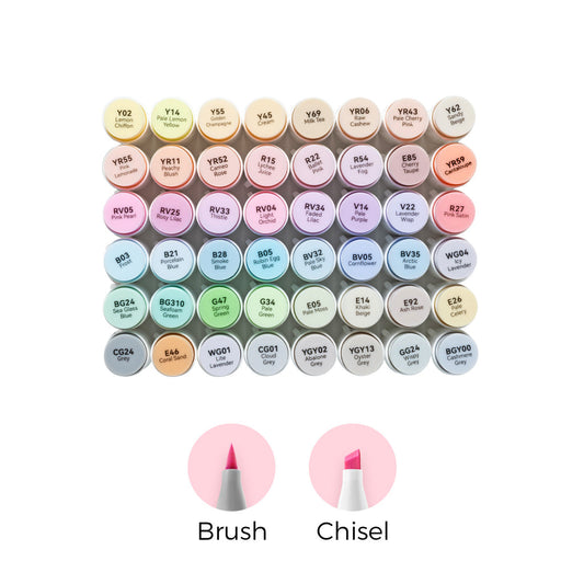 Ohuhu Honolulu 48 Pastel Colors Dual Tips Alcohol Art Markers-Sweetness (New Color Codes) US