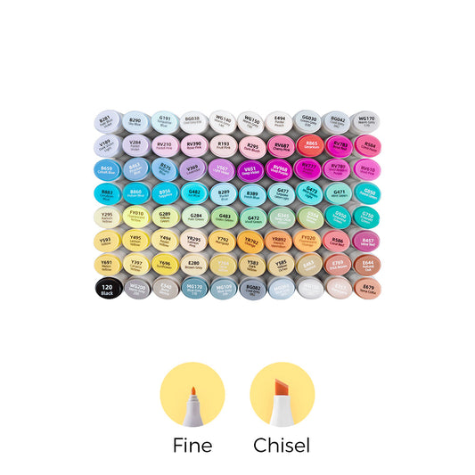 Ohuhu Oahu 80 Colors Dual Tips Alcohol Art Markers, Fine & Chisel USA