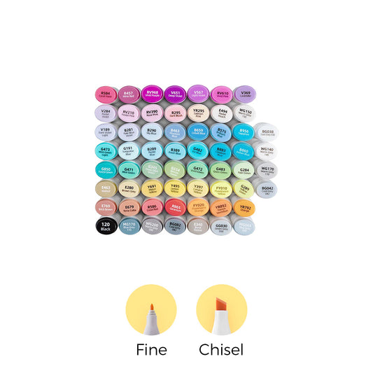 Ohuhu Oahu 60 Colors Dual Tips Alcohol Art Markers, Fine & Chisel On Sale