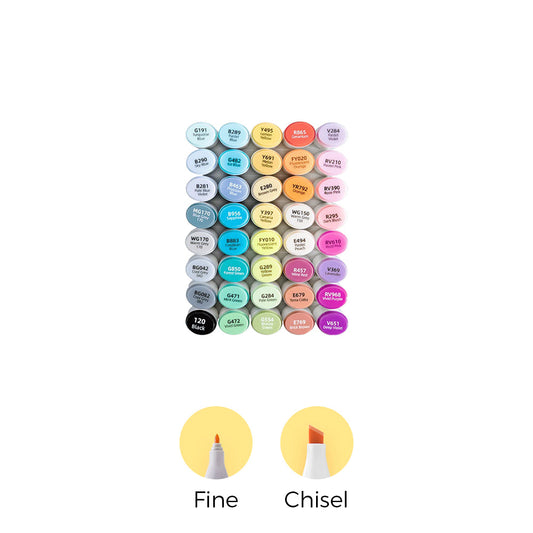 Ohuhu Oahu 40 Colors Dual Tips Alcohol Art Markers, Fine & Chisel US