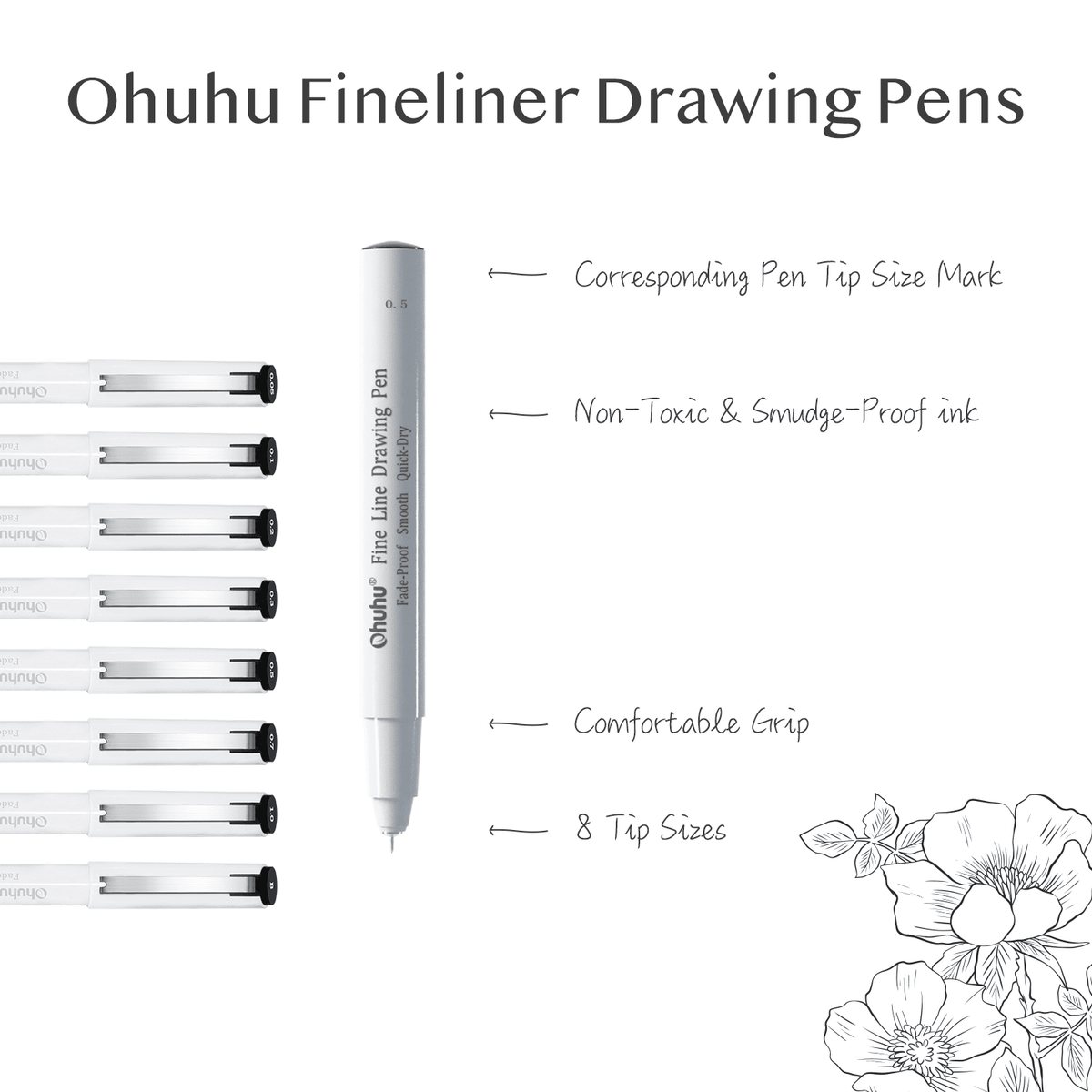 Ohuhu Fineliner Drawing Pen, 8 Pack cheap
