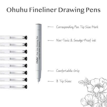 Ohuhu Fineliner Drawing Pen, 8 Pack cheap