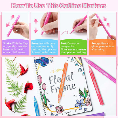 Ohuhu Water-Based Glitter Metallic Marker Pens, 12 Shimmer Colors Clearance