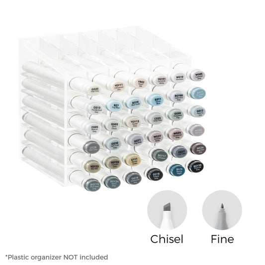 Ohuhu Oahu 36 Gray Tone Colors Dual Tips Alcohol Art Markers Set, Fine & Chisel USA only