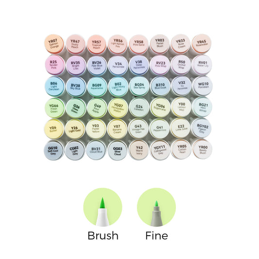 Ohuhu Honolulu New 48 Pastel Colors Dual Tips Alcohol Art Markers - Blossoming (New Color Codes) USA only