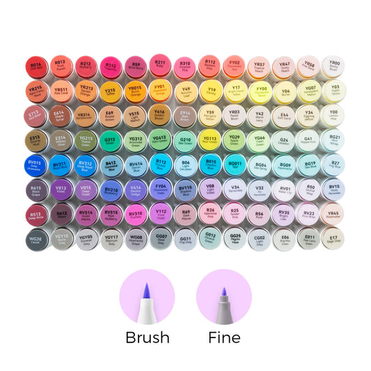 Ohuhu Honolulu 104 Colors Dual Tips Alcohol Art Markers (New Color Codes) Clearance