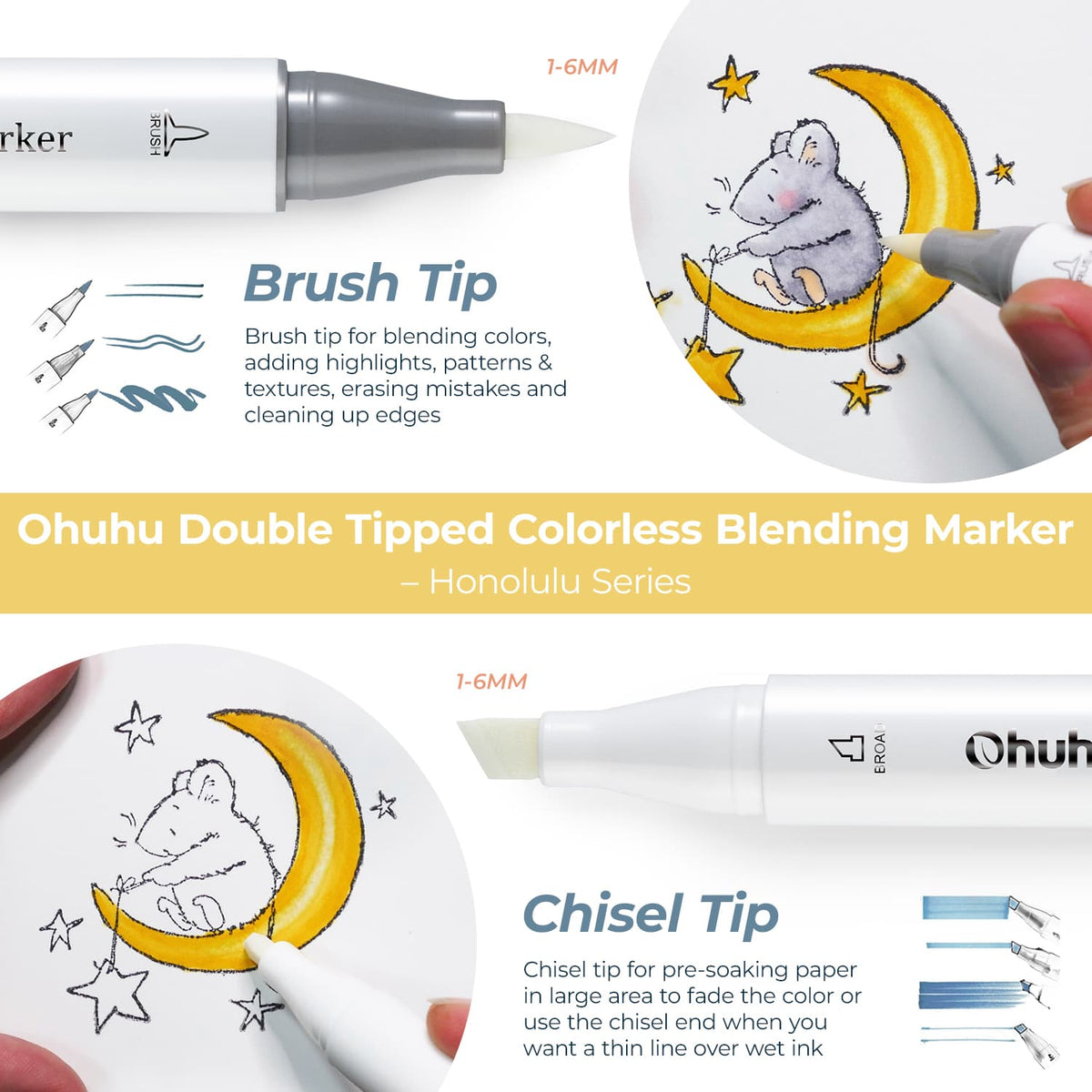 Ohuhu Honolulu Colorless Blender Marker - Pack of 6 Discount